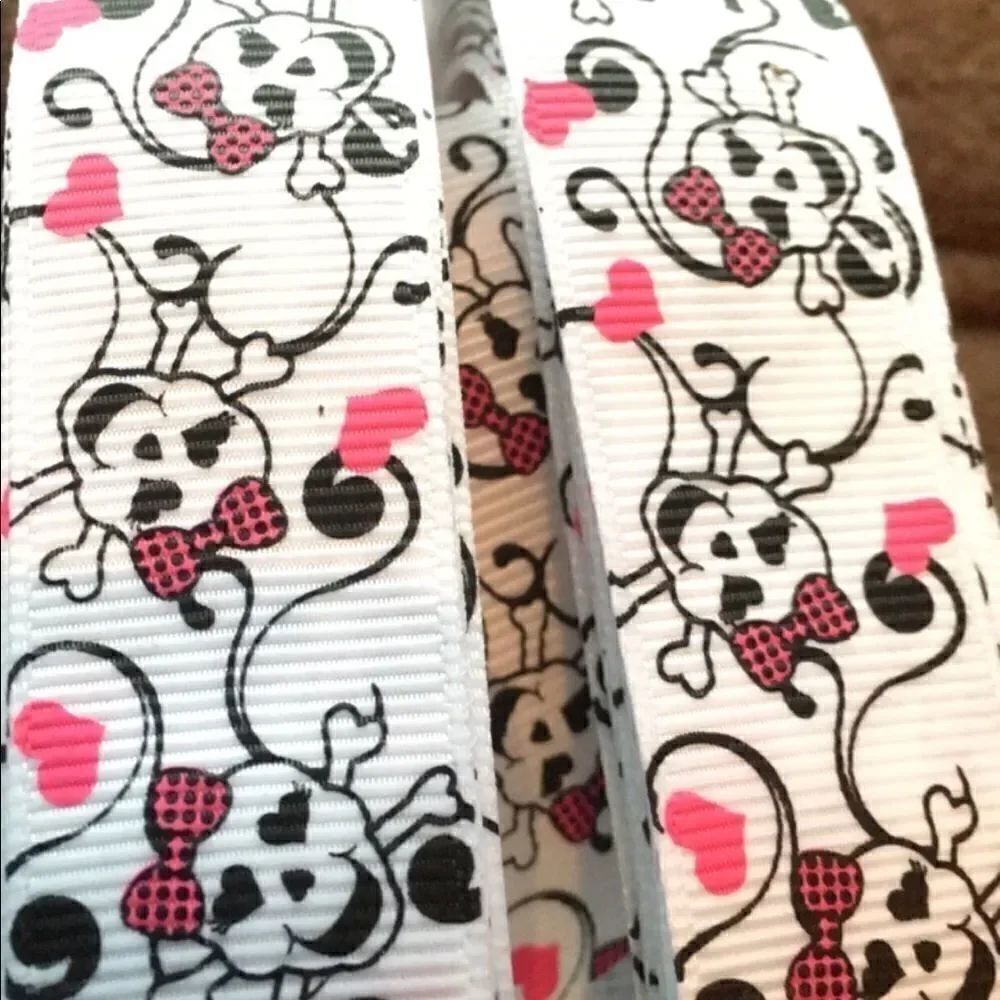 5/$24 grosgrain Ribbon 7/8” NEW 5 yards skulls
